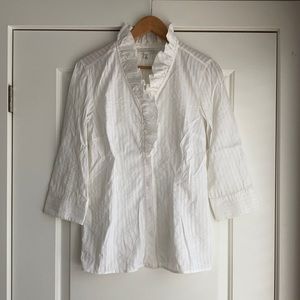 Ruffle Neck Button Up Blouse